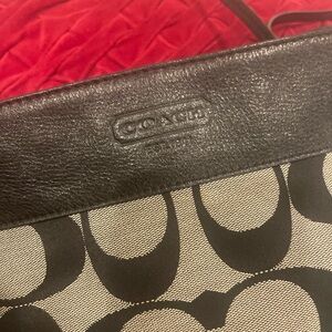 Coach Black Leather Bag with Light Blue Lining